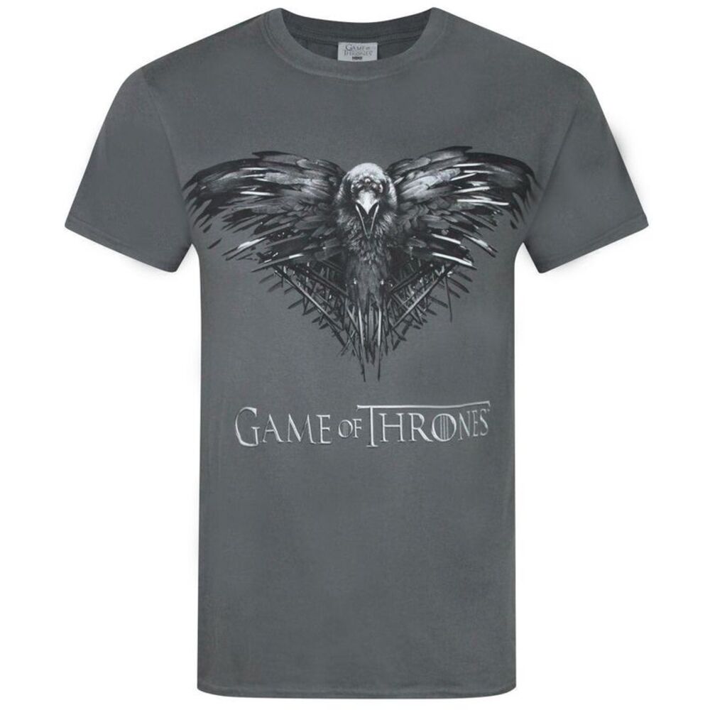 Game Of Thrones Official Mens Three Eyed Raven T-Shirt / Charcoal